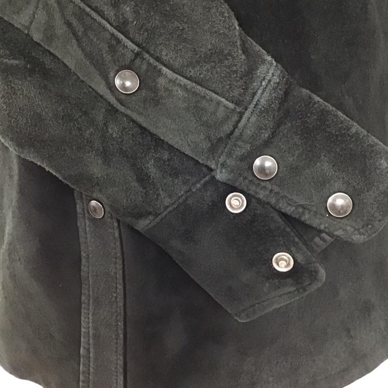 ヒューストン HOUSTON シャツ、ブラウス 長袖 レザーシャツ 豚革 M 無地 黒 / ブラック /  メンズ USED 古着 中古 10111195