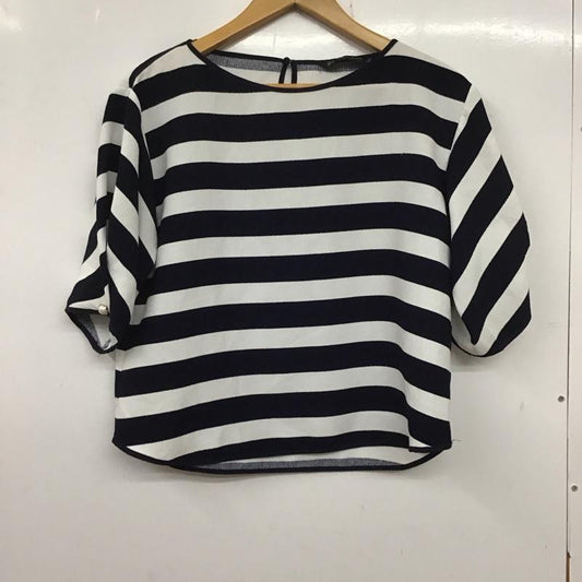 ザラベーシック ZARA BASIC カットソー 半袖 S ボーダー柄 白 / ホワイト / X 紺 / ネイビー /  レディース USED 古着 中古 10136908