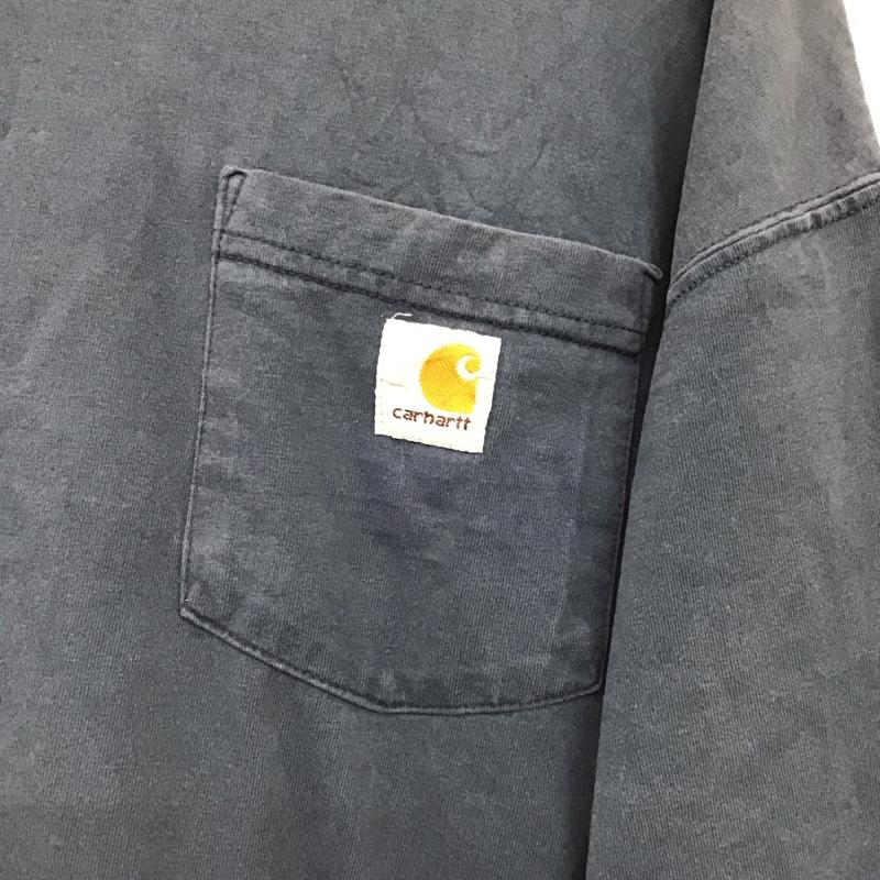 カーハート Carhartt Tシャツ 半袖 半袖カットソー プリントTシャツ クルーネックカットソー XXL ロゴ、文字 紺 / ネイビー /  メンズ USED 古着 中古 10150343