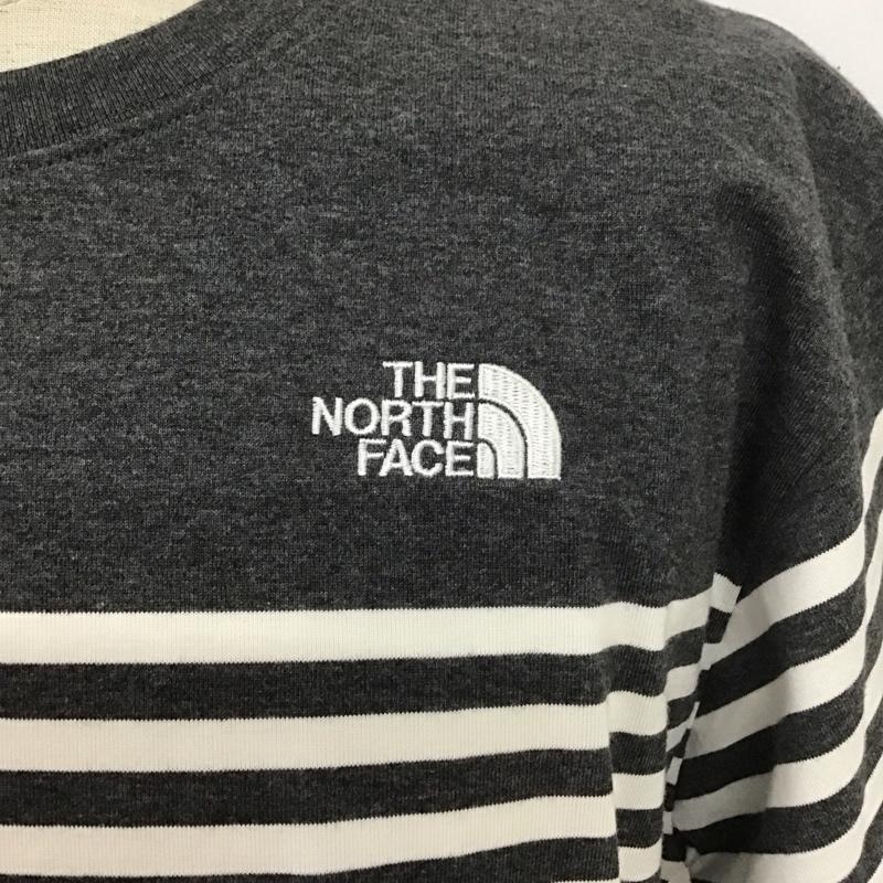 ザノースフェイス THE NORTH FACE Tシャツ 半袖 nt31950 半袖Tシャツ ボーダーTシャツ 半袖カットソー XL ロゴ、文字 白 / ホワイト / X 灰 / グレー /  メンズ USED 古着 中古 10127324