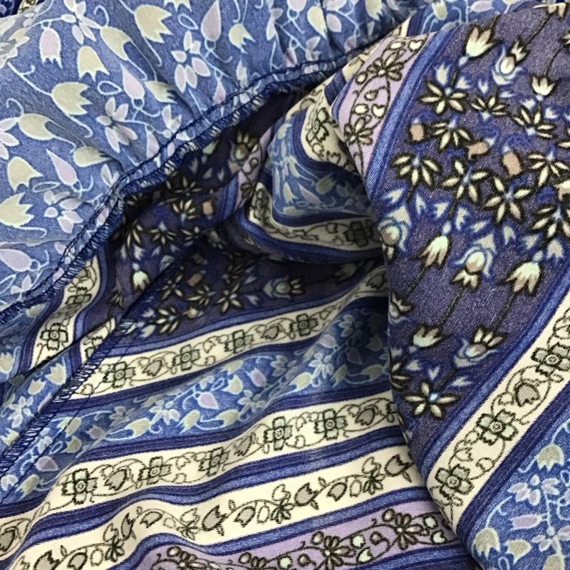 スライ SLY ワンピース ロングスカート 030ASY33-0060 長袖 Vネック エスニック 1 総柄 青 / ブルー /  レディース USED 古着 中古 10112338