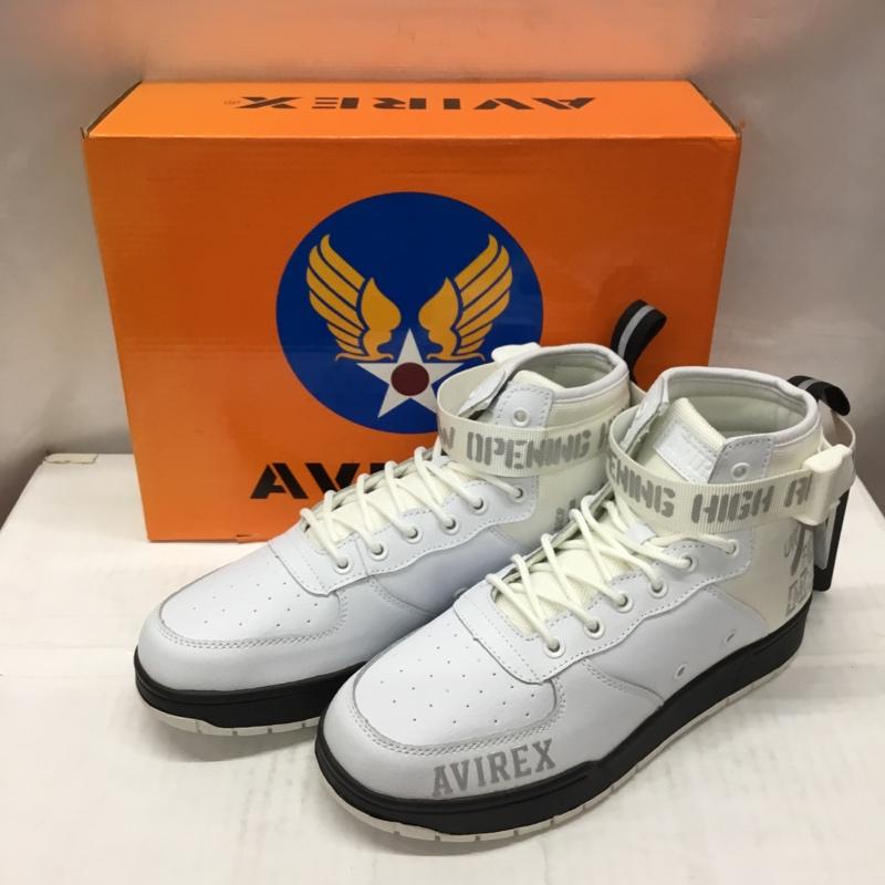 アヴィレックス AVIREX スニーカー スニーカー AV1272-01 LANGLEY MID ハイカット 箱有 26cm 26.0cm ロゴ、文字 白 / ホワイト / X 黒 / ブラック /  メンズ USED 古着 中古 10109740