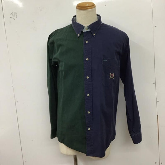 トミー TOMMY シャツ、ブラウス 長袖 長袖シャツ ボタンダウンシャツ カラーシャツ XL ロゴ、文字 緑 / グリーン / X 紺 / ネイビー /  メンズ USED 古着 中古 10127808
