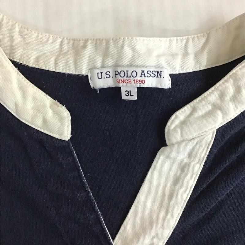 ユーエスポロアッスン U.S.POLO ASSN. ワンピース ロングスカート 半袖ロングワンピース ノーカラーワンピース Vネック 無地 X 無地 紺 / ネイビー / X 紺 / ネイビー /  レディース USED 古着 中古 10116954
