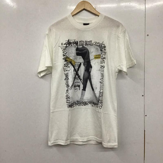 ステューシー STUSSY Tシャツ 半袖 半袖カットソー プリントTシャツ クルーネックカットソー M プリント 白 / ホワイト /  メンズ USED 古着 中古 10134057