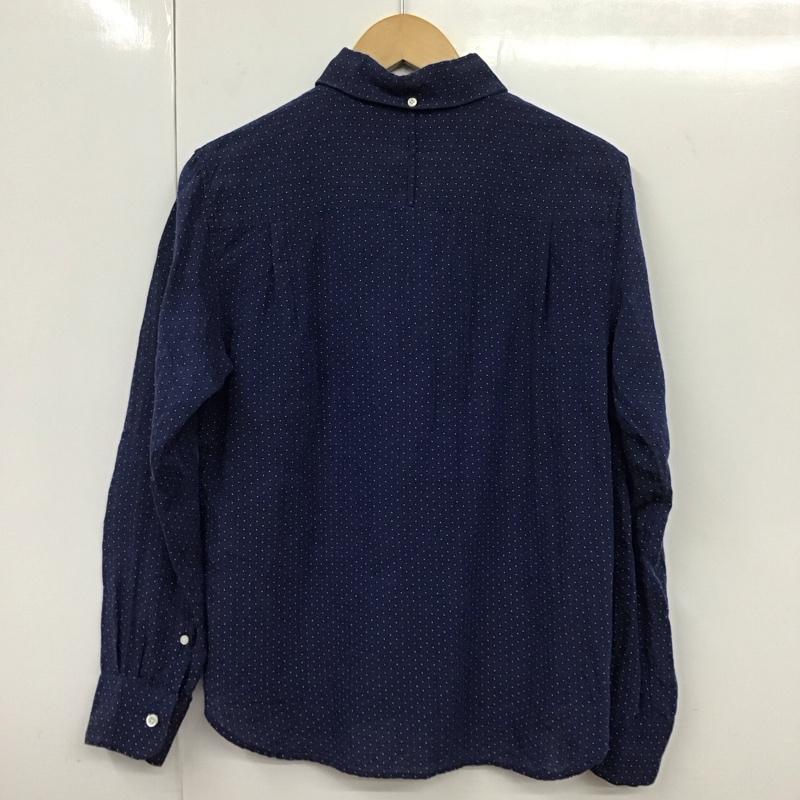 クオドロ quadro シャツ、ブラウス 長袖 長袖シャツ ドットシャツ カラーシャツ ボタンダウン 1 プリント 紺 / ネイビー /  メンズ USED 古着 中古 10131778