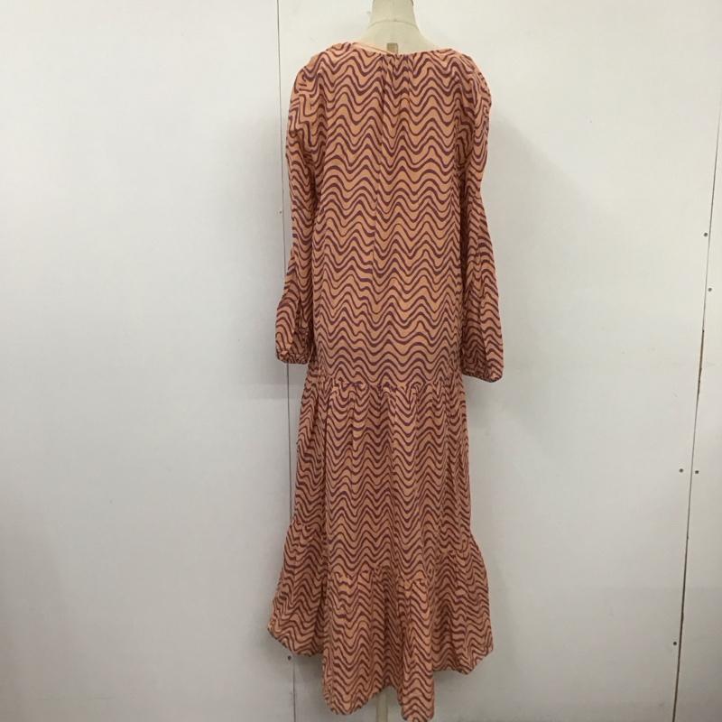 ザラ ZARA ワンピース ロングスカート 4437 272 623 長袖 ティアード Vネック S 総柄 橙 / オレンジ / X 紫 / パープル /  レディース USED 古着 中古 10109494