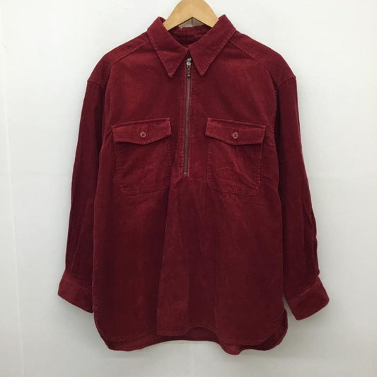 エディーバウアー Eddie Bauer シャツ、ブラウス 長袖 ハーフジップ　コーデュロイシャツ M 無地 赤 / レッド /  メンズ USED 古着 中古 10137795