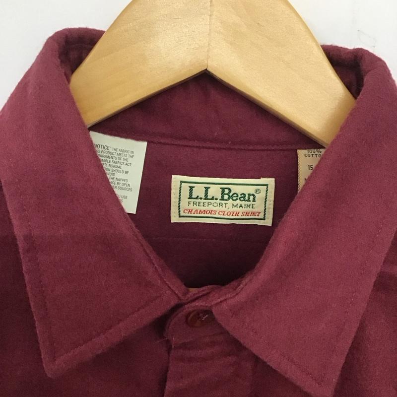 エルエルビーン L.L.Bean シャツ、ブラウス 長袖 長袖シャツ 無地シャツ カラーシャツ ロゴ、文字 えんじ / ワインレッド /  メンズ USED 古着 中古 10135906