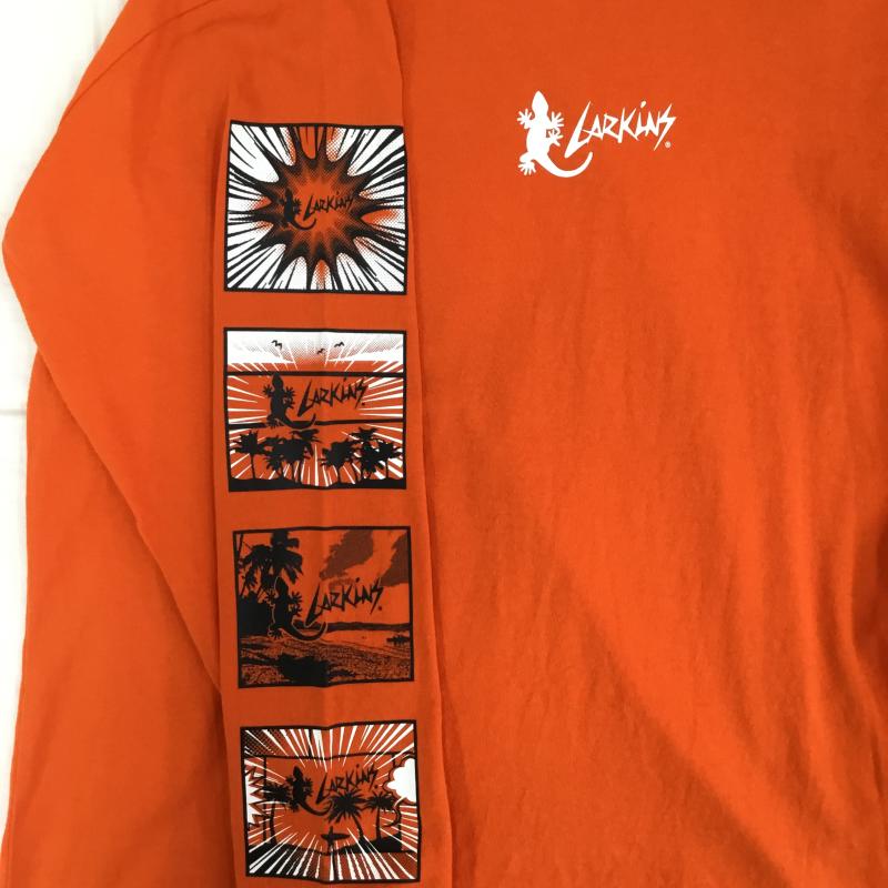 ユーズドクロージング used clothes Tシャツ 長袖 LARKINS ロンT M ロゴ、文字 橙 / オレンジ /  メンズ USED 古着 中古 10127557