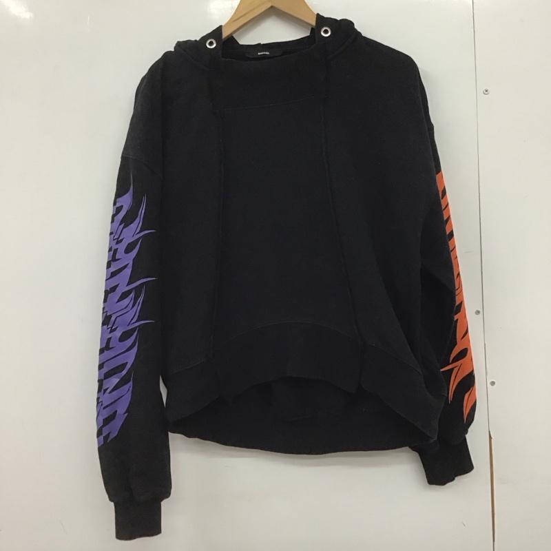 ディーゼル DIESEL パーカー 長袖 長袖パーカー プルオーバーパーカー スウェット XS プリント 黒 / ブラック /  メンズ USED 古着 中古 10147608