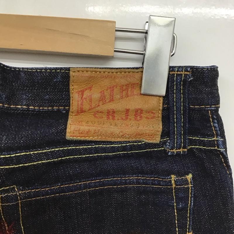 フラットヘッド FLATHEAD パンツ デニム、ジーンズ R.J.B デニムパンツ スリムパンツ 29インチ ロゴ、文字 インディゴ / インディゴ /  メンズ USED 古着 中古 10147512