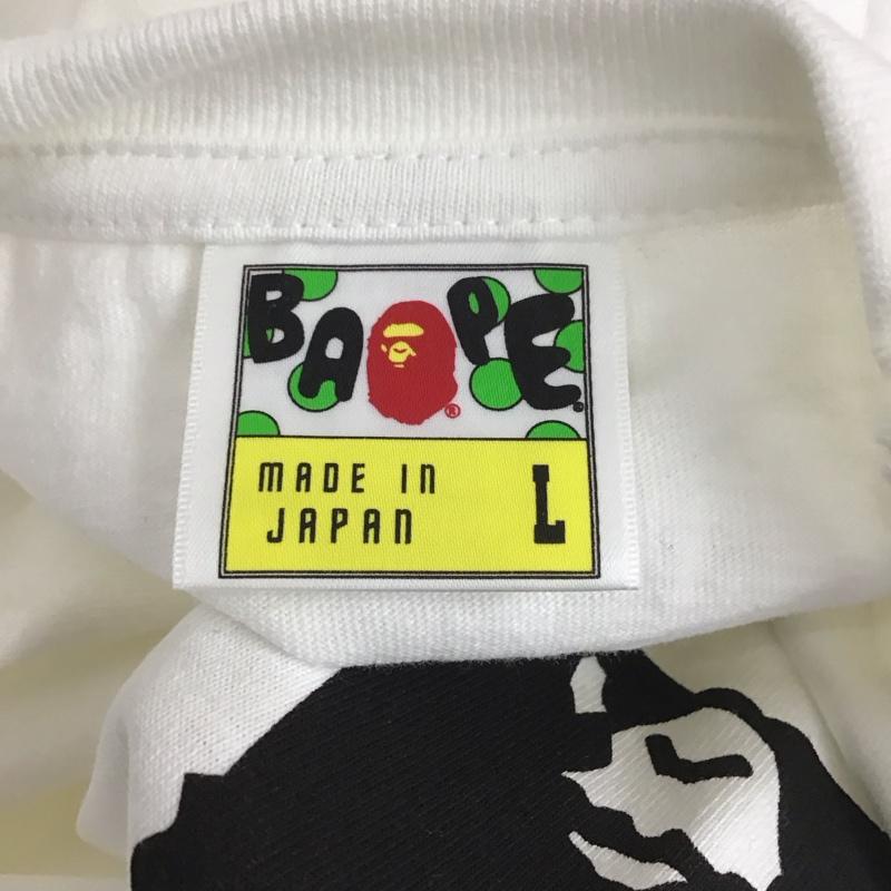 ベイプ BAPE Tシャツ 半袖 半袖カットソー プリントTシャツ クルーネックカットソー L ロゴ、文字 白 / ホワイト /  メンズ USED 古着 中古 10111946