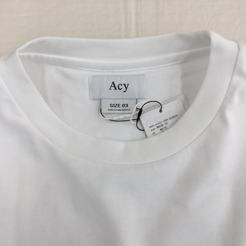 エーシー Acy Tシャツ 半袖 3 ロゴ、文字 白 / ホワイト /  メンズ USED 古着 中古 10151120