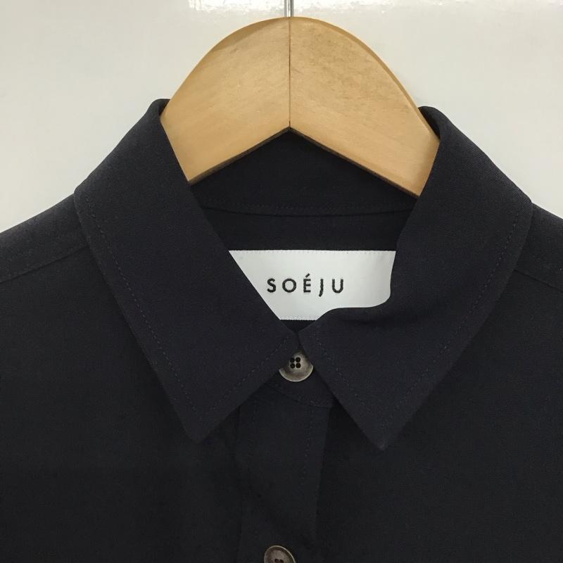 ソージュ SOÉJU ワンピース ロングスカート 長袖ロングワンピース シャツワンピース フロントボタン M 無地 紺 / ネイビー /  レディース USED 古着 中古 10146161