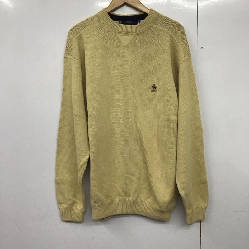 トミーヒルフィガー TOMMY HILFIGER ニット、セーター 長袖 長袖ニットカットソー クルーネック セーター 90s L ロゴ、文字 ベージュ / ベージュ /  メンズ USED 古着 中古 10141381