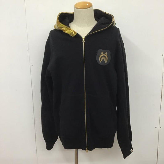 アベイシングエイプ A BATHING APE パーカー 長袖 長袖パーカー フード付きパーカー プリントスウェット トレーナー ジップアップパーカー XXL ロゴ、文字 黒 / ブラック /  メンズ USED 古着 中古 10107439