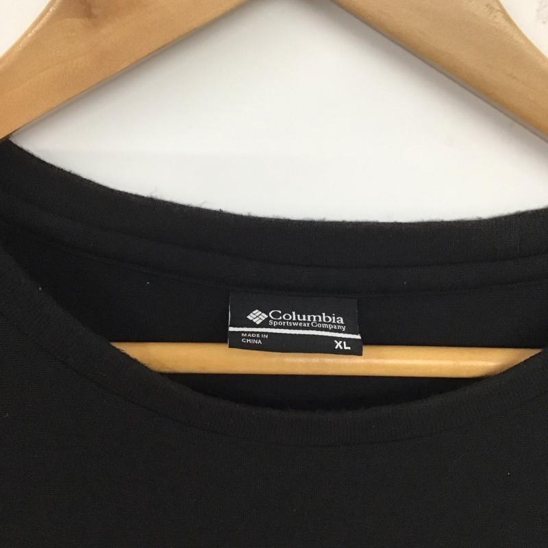 コロンビア Columbia Tシャツ 半袖 120 pm1936 半袖カットソー クルーネック サイドジップ XL 無地 黒 / ブラック /  メンズ USED 古着 中古 10138885