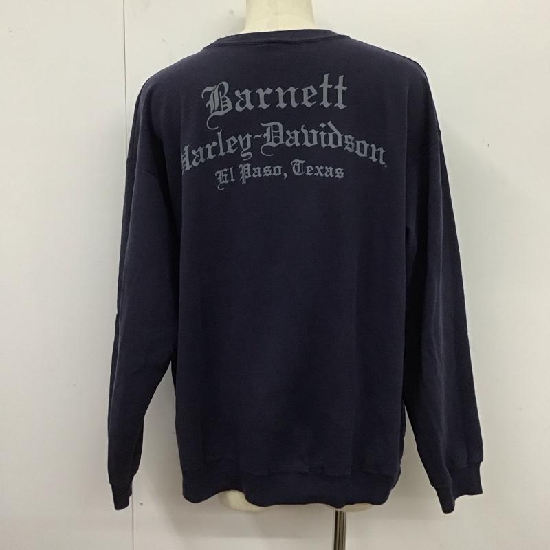 ハーレーダビッドソン Harley-Davidson トレーナー 長袖 長袖トレーナー スウェット クルーネック リブスウェットカットソー 古着 プリント 紺 / ネイビー /  メンズ USED 古着 中古 10124698