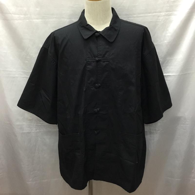 バルカン VULCAIN シャツ、ブラウス 半袖 212-1033 半袖シャツ カラーシャツ 半袖カットソー チャイナシャツ L 無地 黒 / ブラック /  メンズ USED 古着 中古 10120261