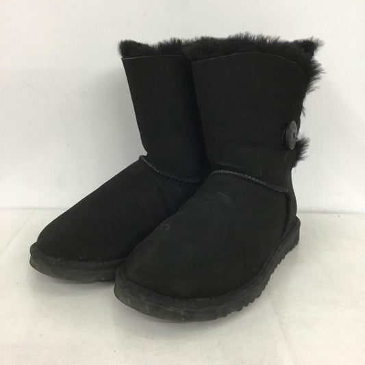 アグ UGG ブーツ 一般 5803 BAILEY BUTTON ベイリーボタンムートンブーツ 25cm 25.0cm 無地 黒 / ブラック /  レディース USED 古着 中古 10143925