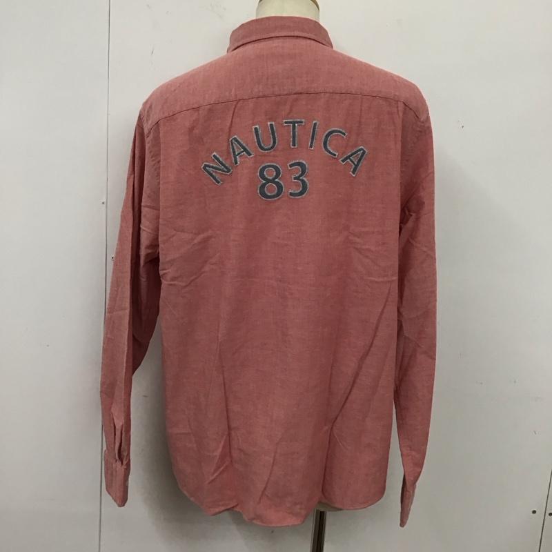 ノーティカ NAUTICA シャツ、ブラウス 長袖 長袖シャツ 無地シャツ カラーシャツ ボタンダウンシャツ XL ロゴ、文字 赤 / レッド /  メンズ USED 古着 中古 10125062
