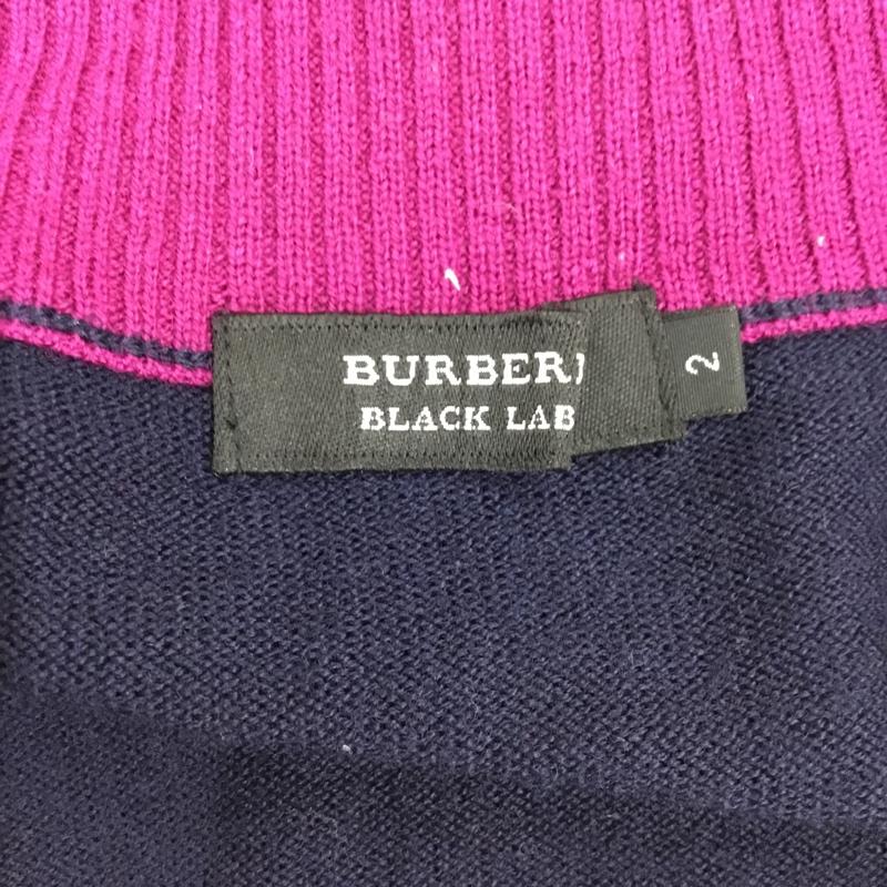 バーバリーブラックレーベル BURBERRY BLACK LABEL ジャケット、上着 ジャンパー、ブルゾン ジップアップジャケット ニットカーディガン ジップアップニット スタンドカラー 2 ロゴ、文字 紺 / ネイビー /  メンズ USED 古着 中古 10106500