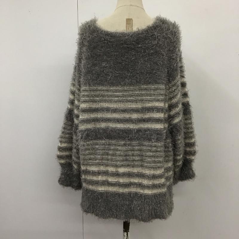 ジーナシス JEANASIS ニット、セーター 長袖 JS261167TK シャギーニット FREE ボーダー柄 灰 / グレー / X 白 / ホワイト /  レディース USED 古着 中古 10120821