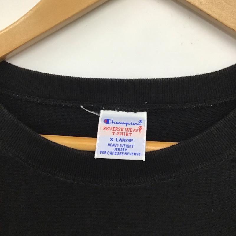 チャンピオン Campion Tシャツ 半袖 c8-r375 半袖カットソー プリントTシャツ XL ロゴ、文字 黒 / ブラック /  メンズ USED 古着 中古 10132352