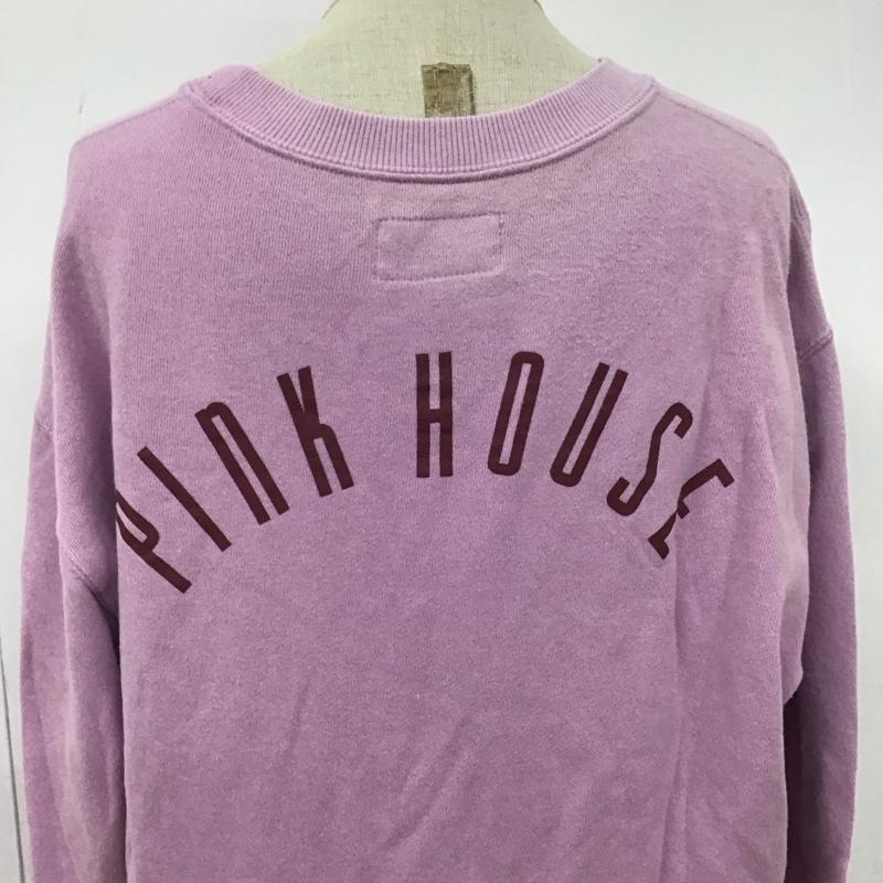 ピンクハウス PINK HOUSE トレーナー 長袖 長袖トレーナー スウェット クルーネック リブスウェットカットソー L ロゴ、文字 桃 / ピンク /  レディース USED 古着 中古 10117315