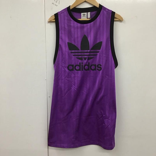 アディダス adidas タンクトップ タンクトップ dv0136 ロングタンクトップ ノースリーブカットソー スポーツウェア L ロゴ、文字 紫 / パープル /  レディース USED 古着 中古 10129749