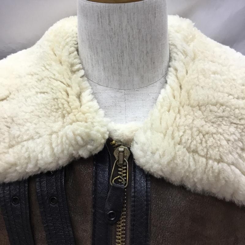ランズエンド LANDS END ジャケット、上着 レザージャケット レザージャケット ジップアップジャケット ボアジャンパー アウター usa製 B-3ジャケット 42 無地 茶 / ブラウン /  メンズ USED 古着 中古 10111618