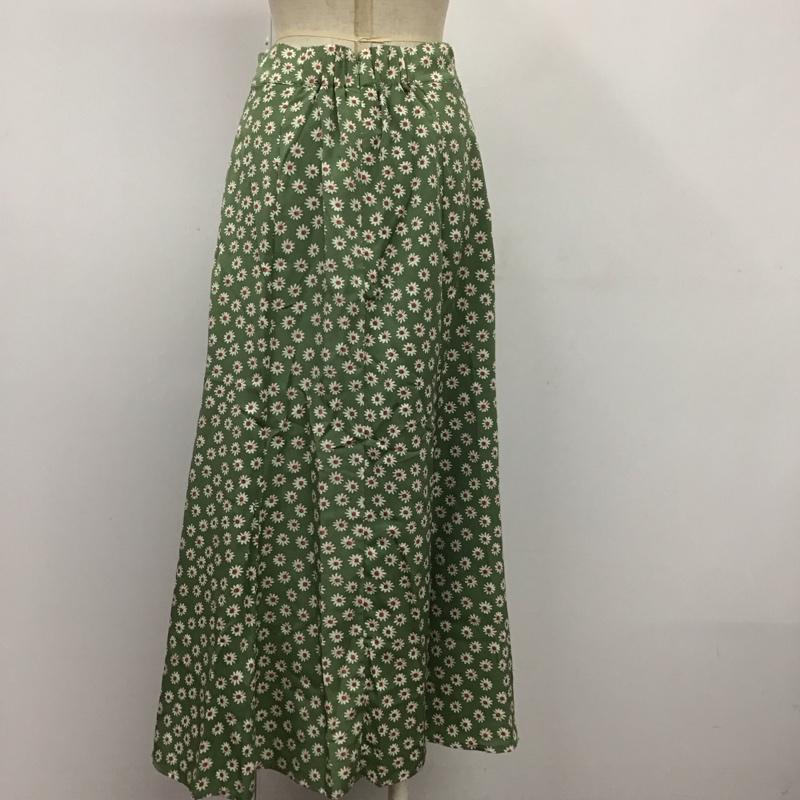 ナイスクラップ NICE CLAUP スカート ロングスカート 後ろファスナー 花柄 薄緑 / ライトグリーン /  レディース USED 古着 中古 10108927