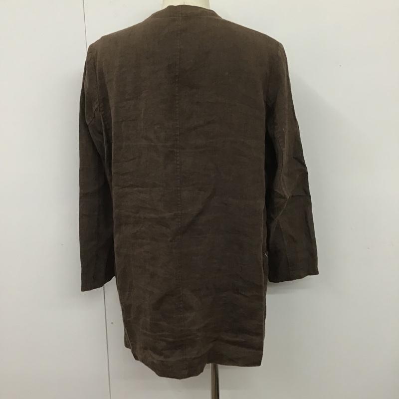 ヨウジヤマモト Yohji Yamamoto ジャケット、上着 ジャケット、ブレザー ノーカラージャケット アウター カジュアルジャケット ロングジャケット 無地 茶 / ブラウン /  メンズ USED 古着 中古 10105661