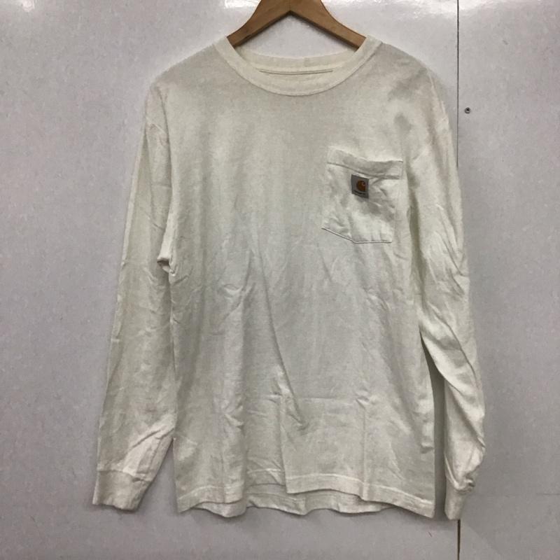 カーハート Carhartt カットソー 長袖 長袖カットソー プリントカットソー クルーネック S ロゴ、文字 白 / ホワイト /  メンズ USED 古着 中古 10141677