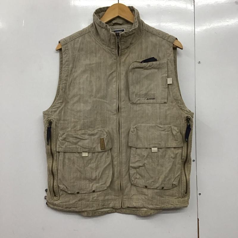 ジェリー GERRY ベスト ベスト ジップアップベスト ノースリーブカットソー スタンドネック M ロゴ、文字 ベージュ / ベージュ /  メンズ USED 古着 中古 10142584