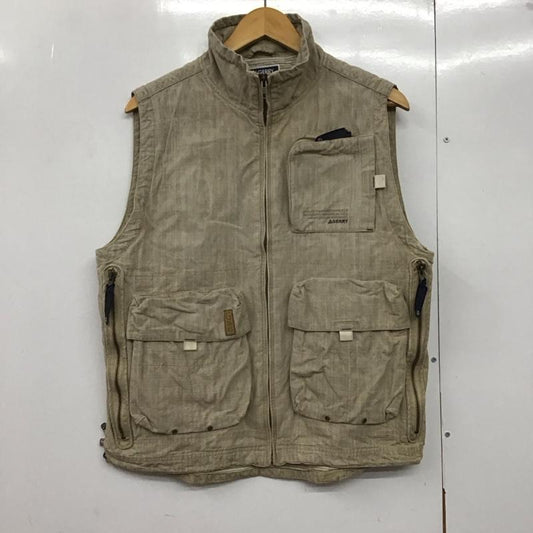 ジェリー GERRY ベスト ベスト ジップアップベスト ノースリーブカットソー スタンドネック M ロゴ、文字 ベージュ / ベージュ /  メンズ USED 古着 中古 10142584