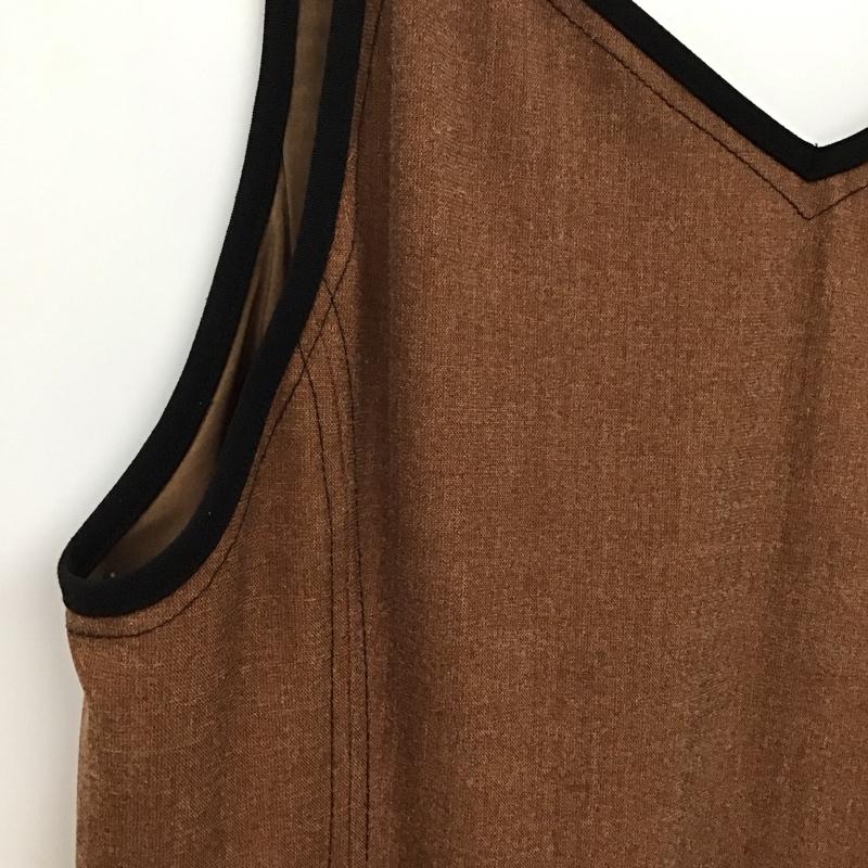 ラグナムーン LAGUNAMOON ワンピース ロングスカート 032050303101 サイドプリーツパイピングキャミワンピース FREE 無地 茶 / ブラウン /  レディース USED 古着 中古 10131489
