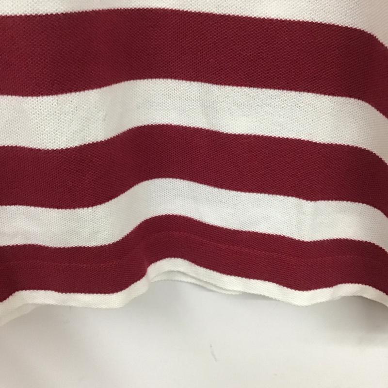 ラコステ LACOSTE ポロシャツ 半袖 半袖ポロシャツ 半袖カットソー カラーシャツ 3 ボーダー柄 白 / ホワイト / X えんじ / ワインレッド /  メンズ USED 古着 中古 10130147