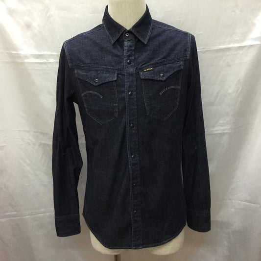 ジースターロゥ G-STAR RAW シャツ、ブラウス 長袖 83602C デニムシャツ M ロゴ、文字 インディゴ / インディゴ /  メンズ USED 古着 中古 10109253