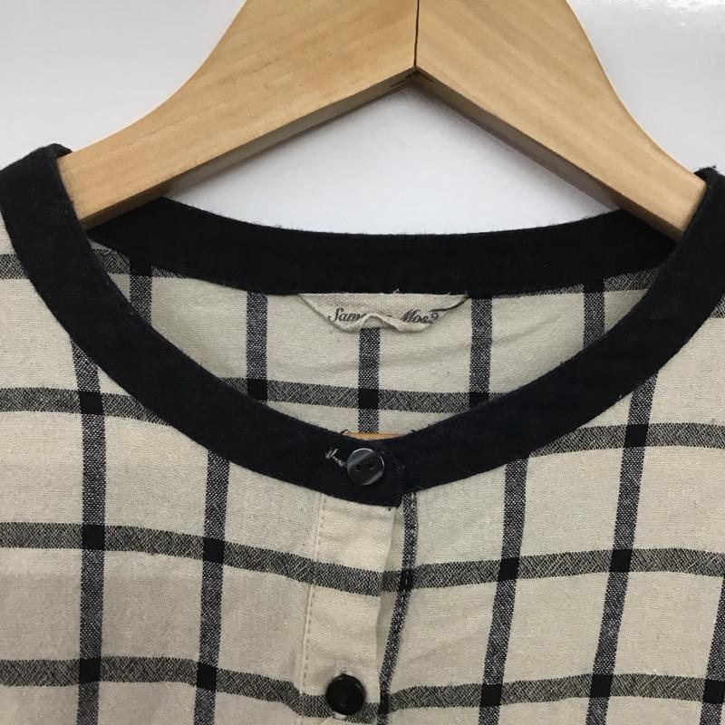 サマンサモスモス Samansa Mos2 シャツ、ブラウス 半袖 1711129 配色ギャザーブラウス FREE チェック 黒 / ブラック / X ベージュ / ベージュ /  レディース USED 古着 中古 10141986