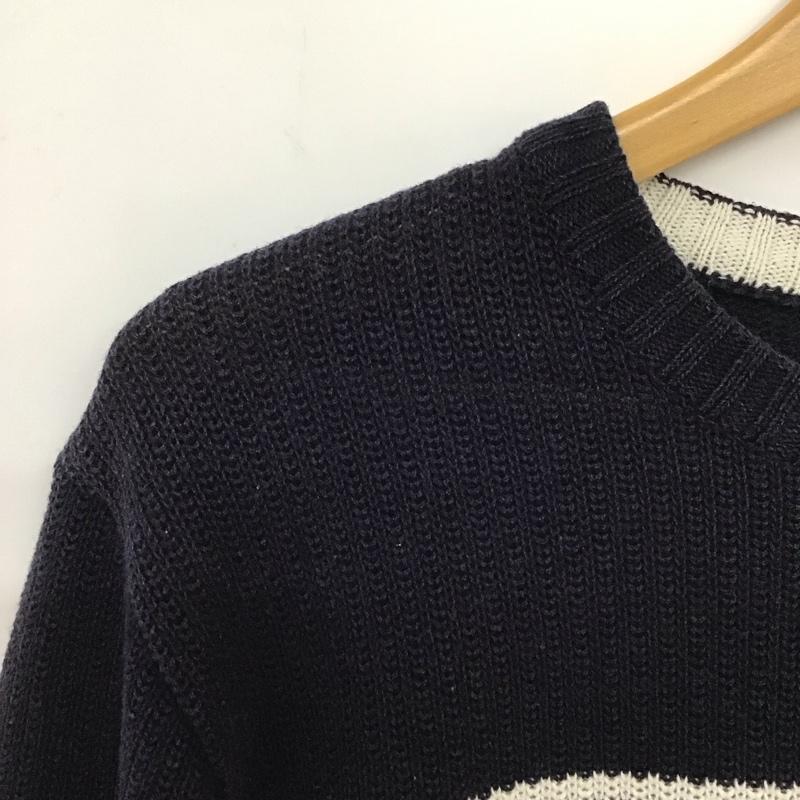 インターメッツォ INTERMEZZO ニット、セーター 長袖 長袖ニットカットソー クルーネック セーター M ボーダー柄 白 / ホワイト / X 紺 / ネイビー /  メンズ USED 古着 中古 10139812