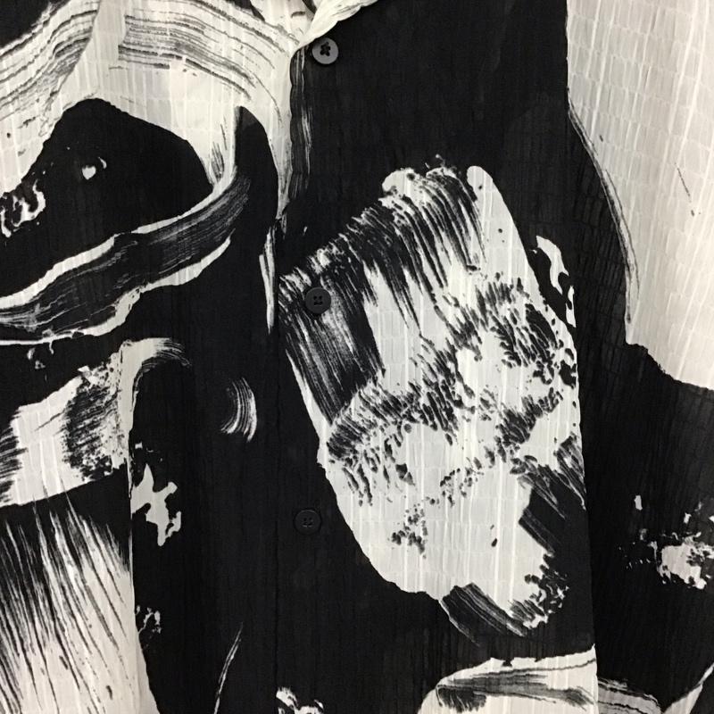 ザラ ZARA シャツ、ブラウス 半袖 半袖シャツ 総柄シャツ XL プリント 白 / ホワイト / X 黒 / ブラック /  メンズ USED 古着 中古 10130660