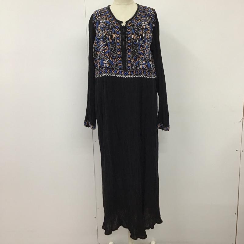マライカ MALAIKA ワンピース ロングスカート 長袖 コットン リネン 刺繍 黒 / ブラック /  レディース USED 古着 中古 10116472