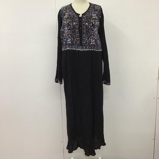 マライカ MALAIKA ワンピース ロングスカート 長袖 コットン リネン 刺繍 黒 / ブラック /  レディース USED 古着 中古 10116472