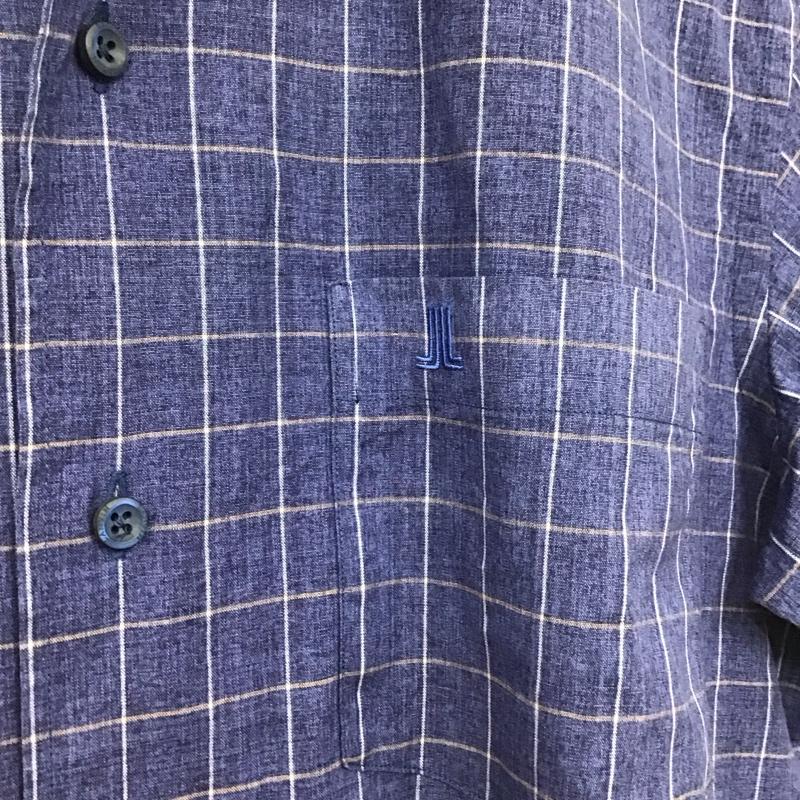 ランバン LANVIN シャツ、ブラウス 半袖 半袖シャツ チェックシャツ カラーシャツ M チェック インディゴ / インディゴ /  メンズ USED 古着 中古 10131164