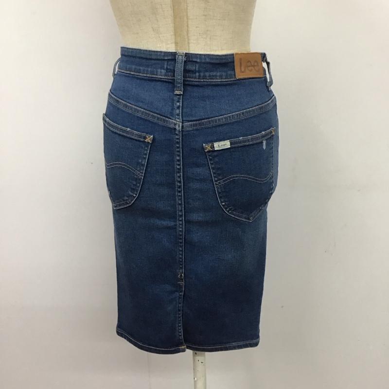 リー Lee スカート ひざ丈スカート LL0708 HERITAGE LASTIC HIGHペンシルスカート XS ダメージ加工 青 / ブルー /  レディース USED 古着 中古 10112993