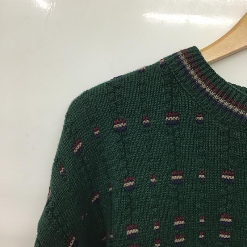 古着 USED ニット、セーター 長袖 長袖ニットカットソー クルーネック セーター L 総柄 緑 / グリーン /  メンズ USED 古着 中古 10144763