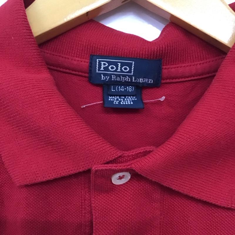 ポロバイラルフローレン Polo by RALPH LAUREN ポロシャツ 半袖 半袖ポロシャツ 半袖カットソー カラーシャツ L ロゴ、文字 赤 / レッド /  ボーイズ USED 古着 中古 10130702