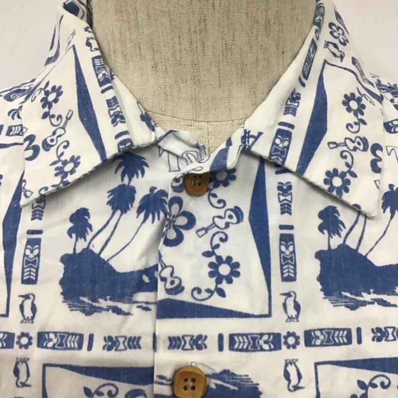 チャムス CHUMS シャツ、ブラウス 半袖 CH02-1073 アロハシャツ コットン L 総柄 白 / ホワイト / X 緑 / グリーン /  メンズ USED 古着 中古 10108179